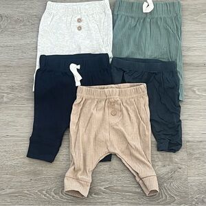 Carter's 5-Pack Ribbed & Knit Pull-On Joggers - Beige, Green, Navy, Gray, Black